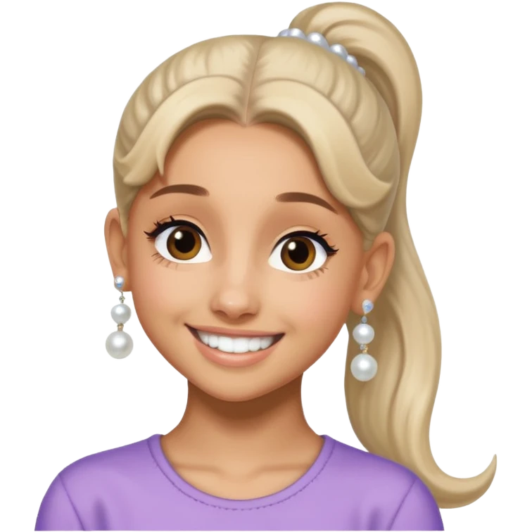Ariana grande with a pony tail and pearl earrings  emoji