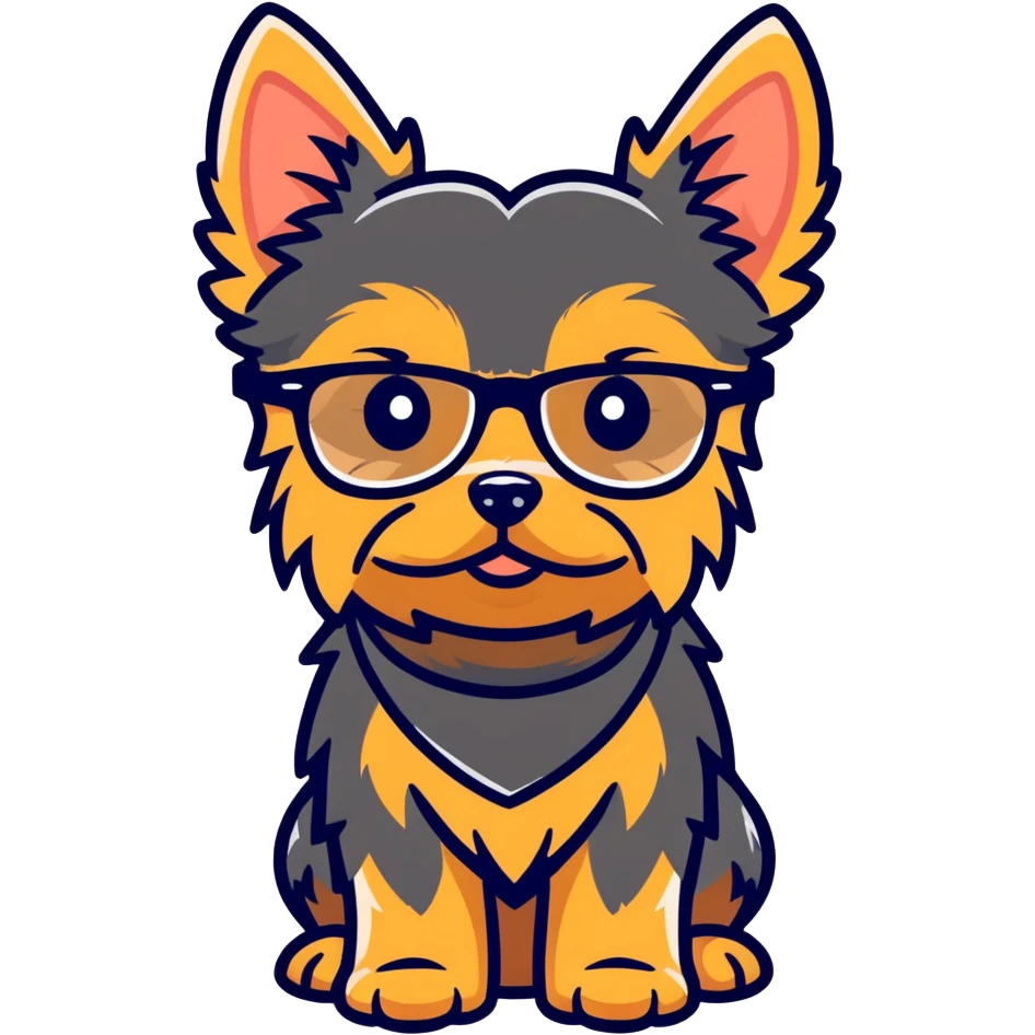 Yorkshire Terrier with black glasses  emoji