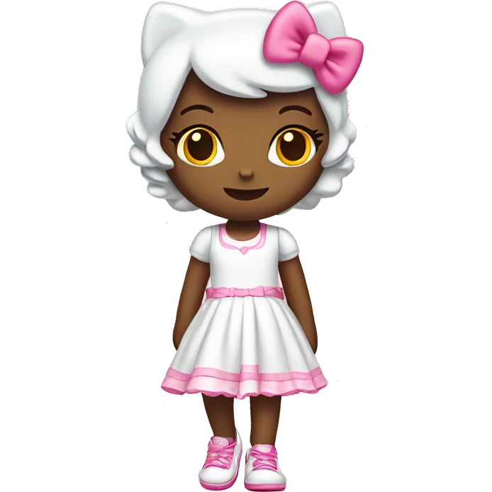 Hello kitty wearing white dress with pink shoes emoji
