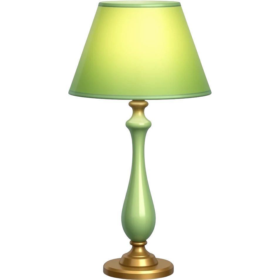 soft green yellow standing long lamp on floor, transparent background inspired by barbie colour pallete emoji