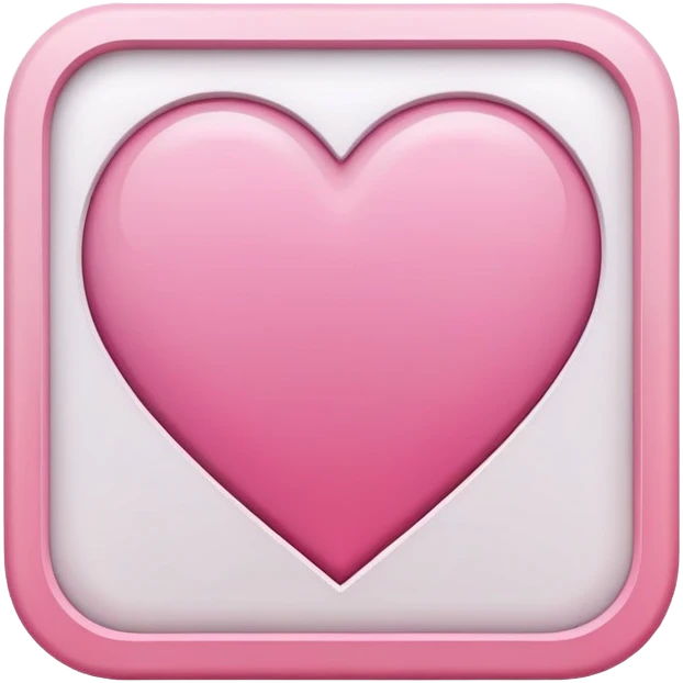 Tiny compressed Stylized pink heart symbol inside a pastel white gradient square icon, pink thin borders emoji