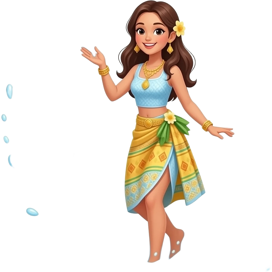 woman playing with songkran day emoji