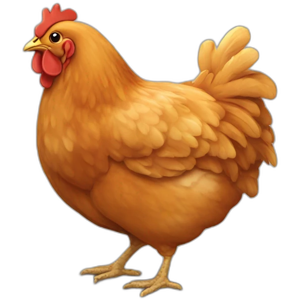 Un poulet qui mange un nugget emoji