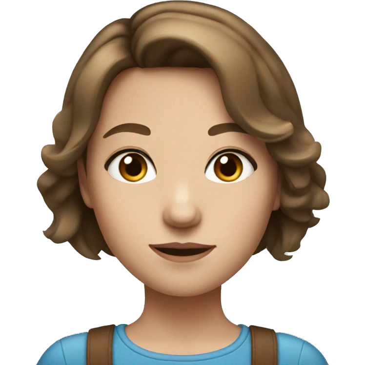 A girl with short dart brown hair and blue eyes emoji