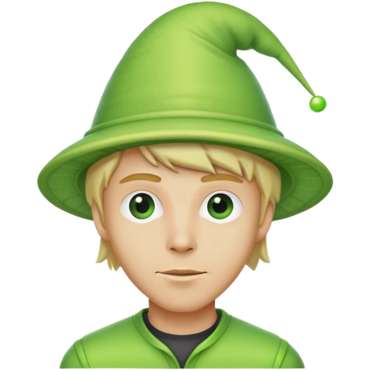 Blonde guy wearing green alien hat emoji