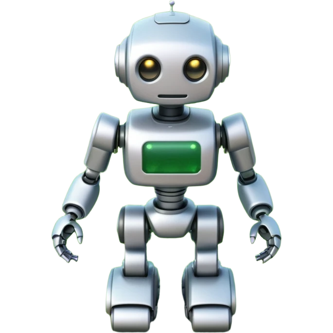 a small robot stands on a square playing field emoji