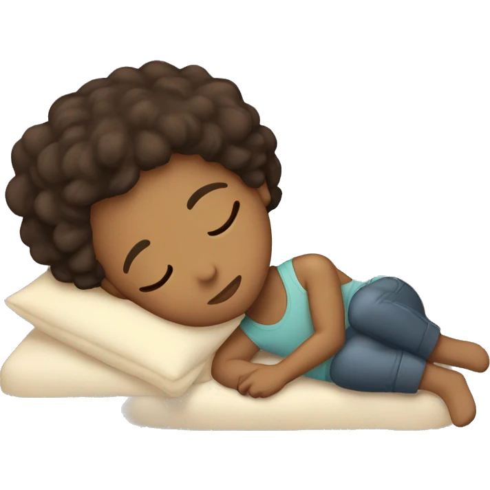 light brown skin with dark brown hair and brown eyes sleeping  emoji