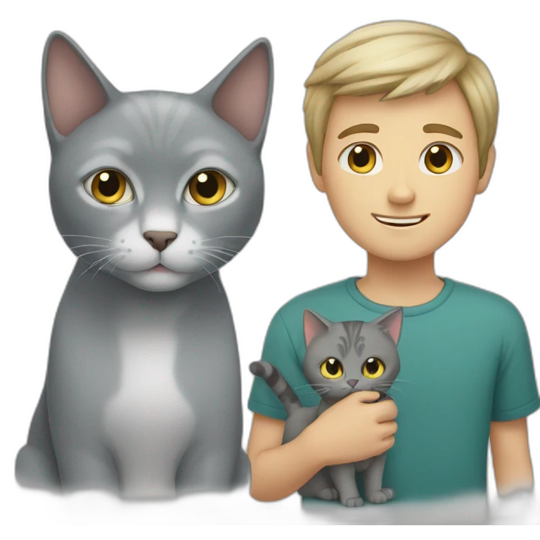 White boy and grey cat emoji