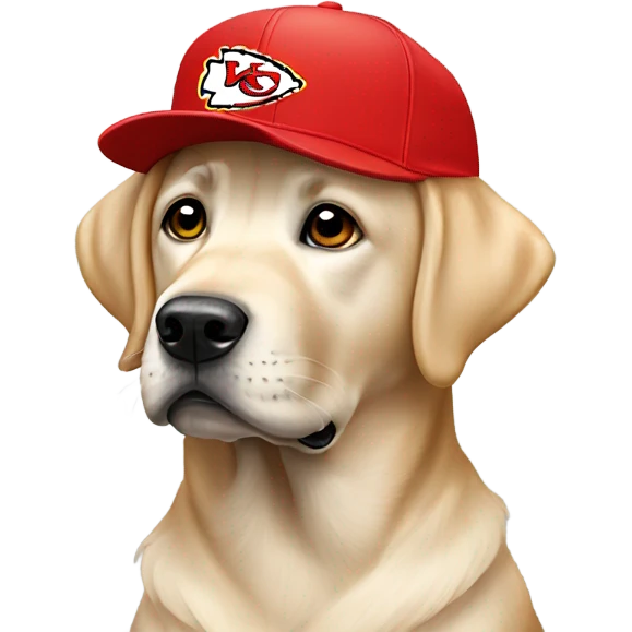 Labrador with Kansas City chiefs hat emoji