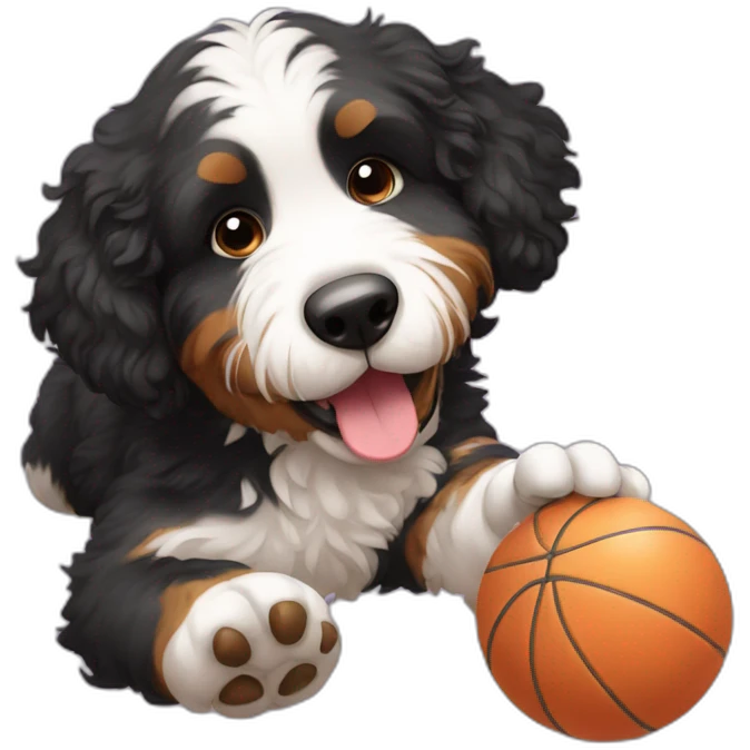 bernedoodle playing with ball emoji