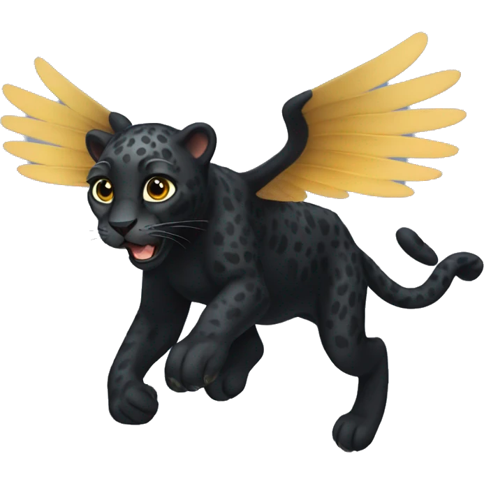 winged black leopard flying emoji