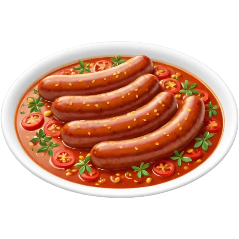 emoji of Rougail saucisse meal. Typical Reunion island meal. Sliced sausage in tomato sauce with thym  emoji