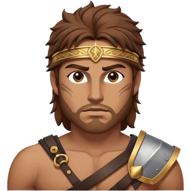 man warrior greek with brown hair emoji