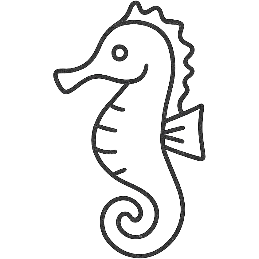 hand-drawn outlined seahorse icon emoji