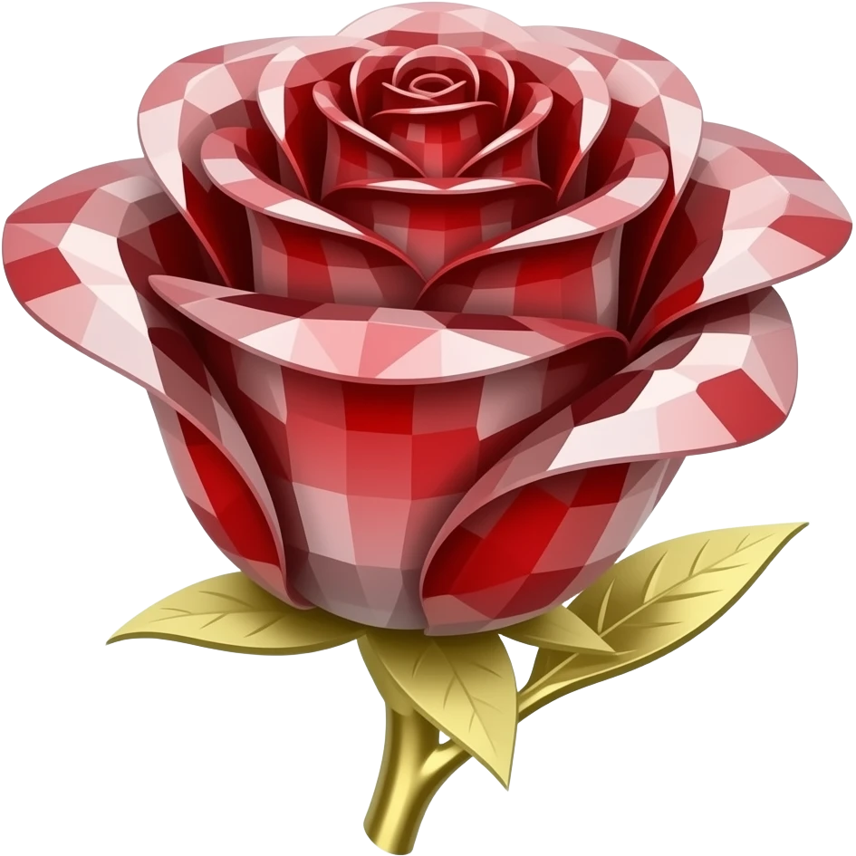 Red crystal rose with gold stem emoji