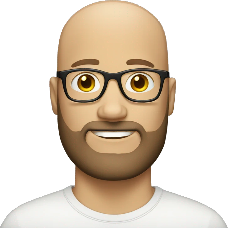 Bald white guy with brown beard add glasses emoji