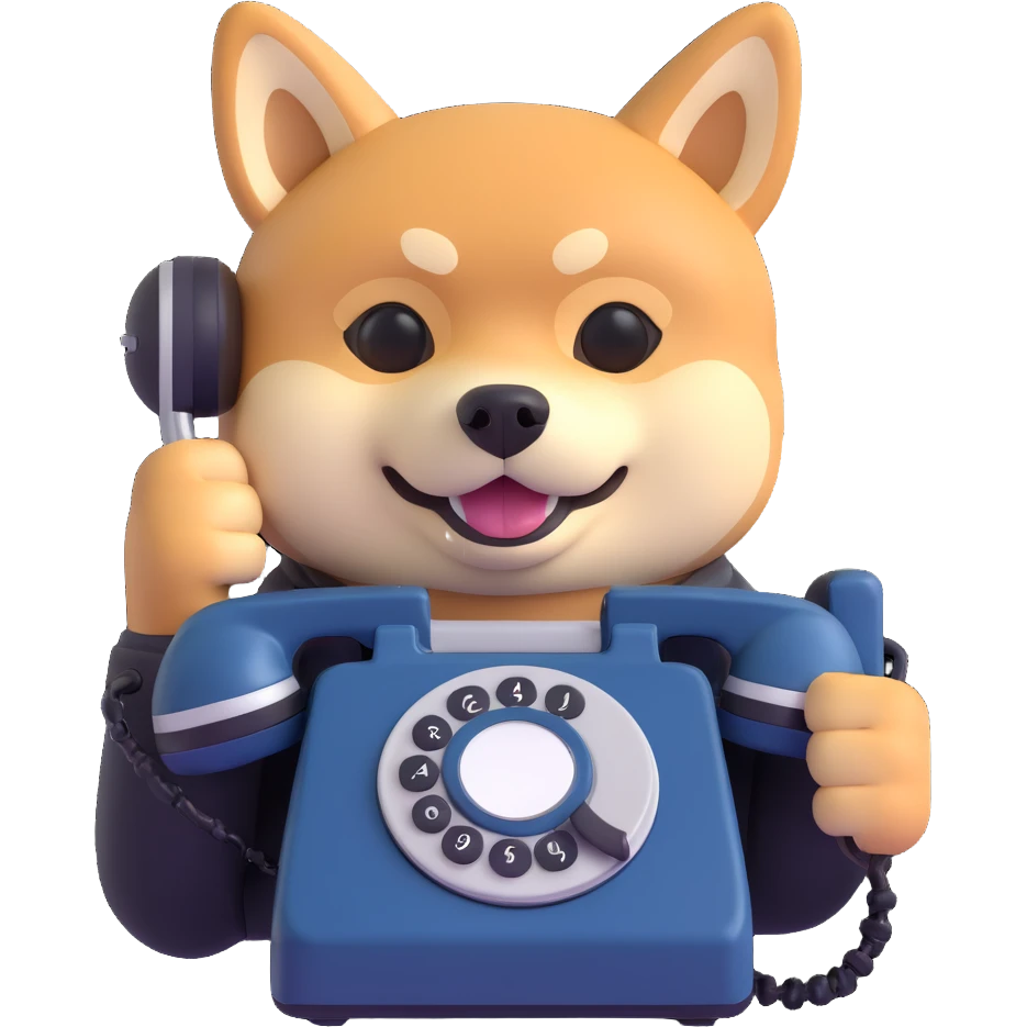 shiba inu calling on old phone emoji