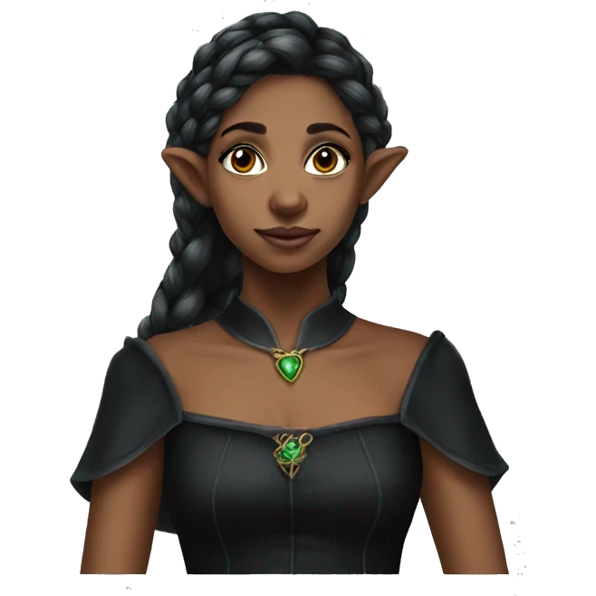 female elf fantasy black dress emoji