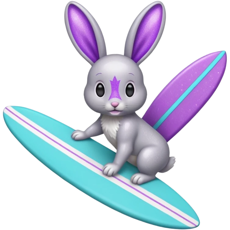 glitter gray bunny purple cian surf emoji