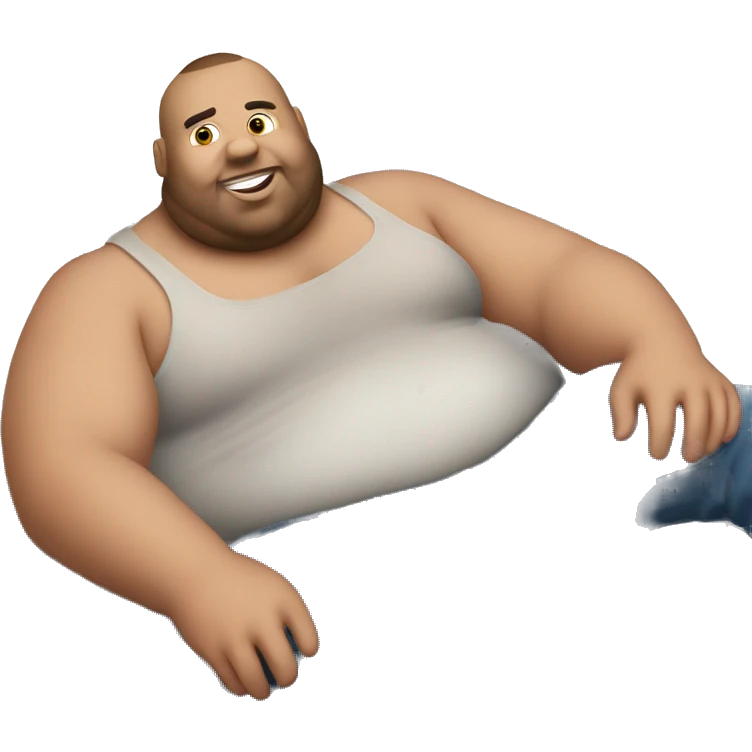 Extremely fat man sitting in the bed of a 2006 Chevy Silverado  emoji