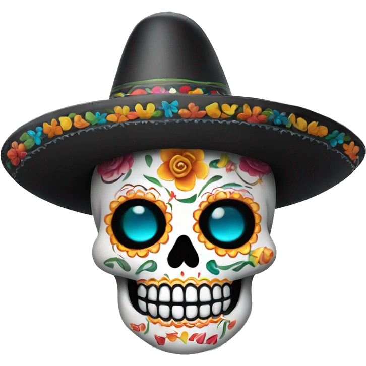 Day of the dead skull with sombrero  emoji