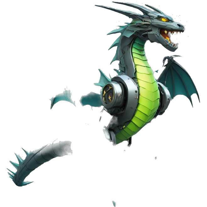 Mechanical futuristic Dragon full body emoji
