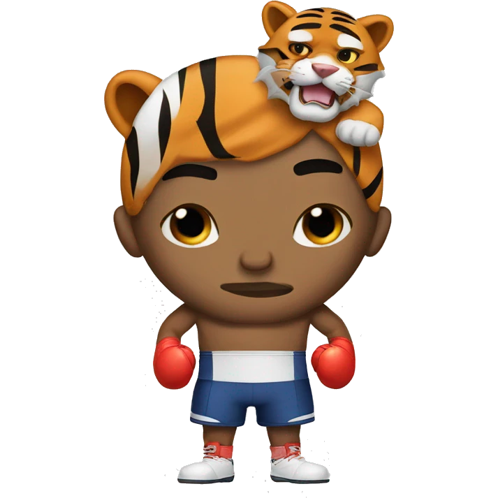 White man Boxer with tiger power  emoji