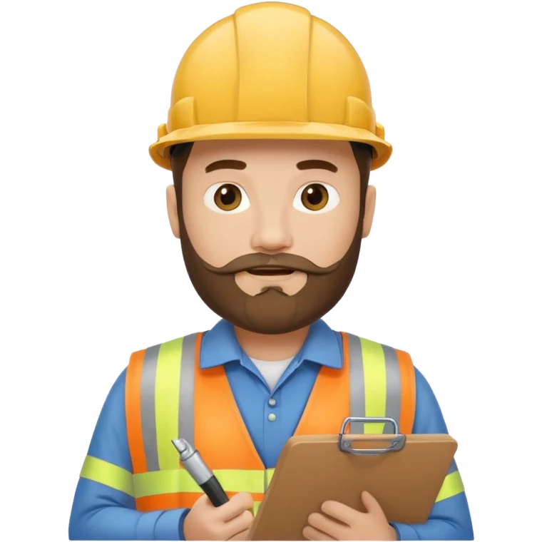 Construction site manager with beard and clipboard emoji