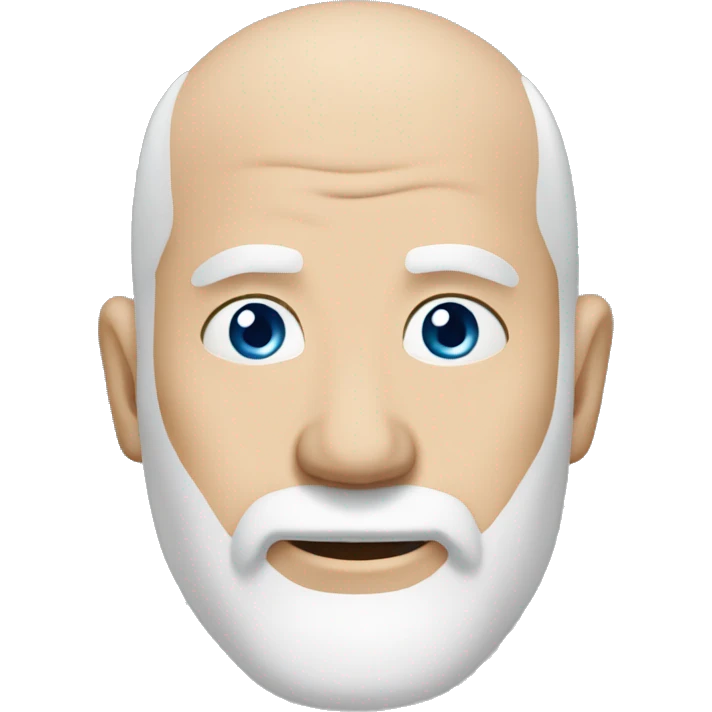 white bald man middle aged, blue eyes, sharp chin goatie beard emoji