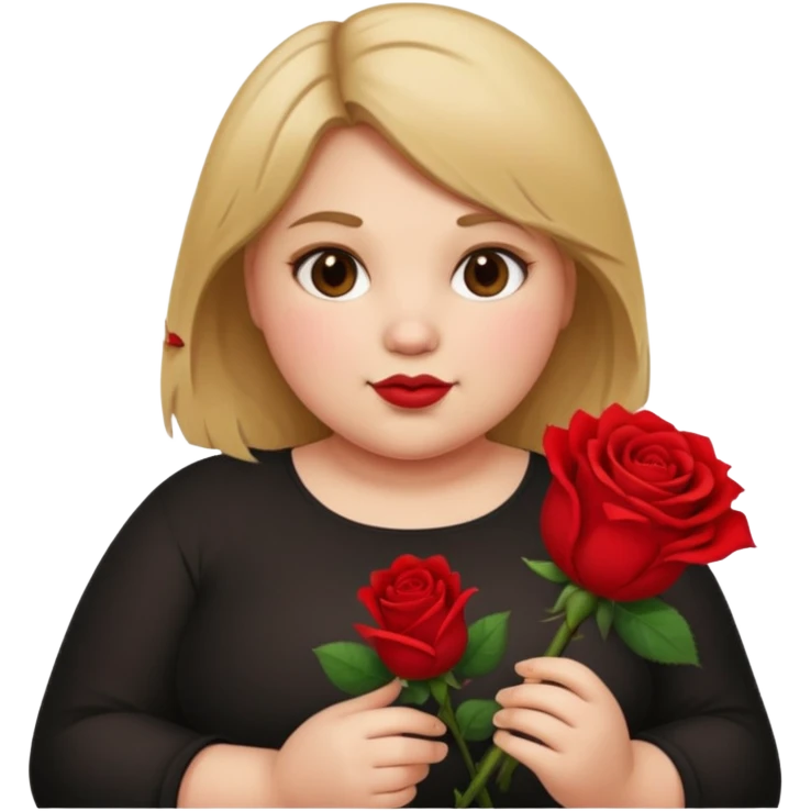 ash Trevino is a fat girl with dirty blonde hair and has a rose in her hand , really fat emoji