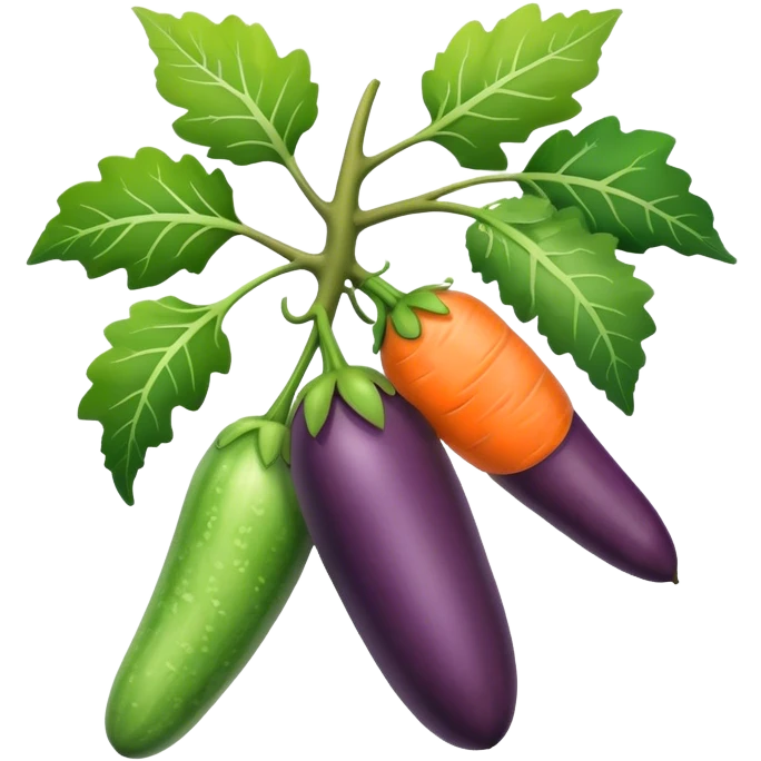 eggplant cucumber carrot on a tree branch emoji