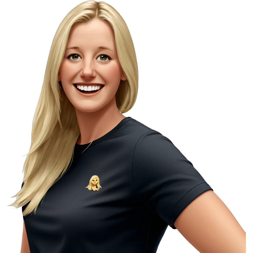 blonde girl with a smile emoji