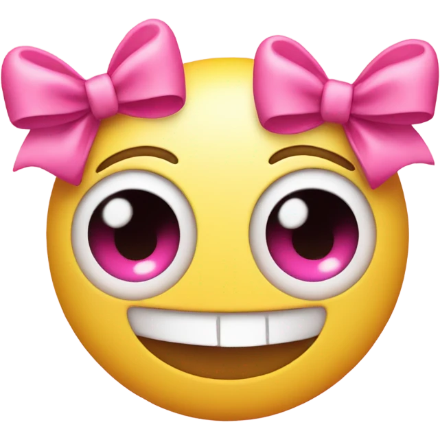 Pink bow smiley heart eyes  emoji