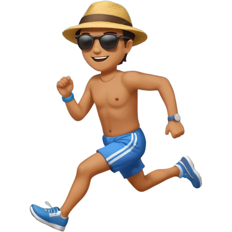 一个人在海边吹着海风很开心的在跑步 emoji