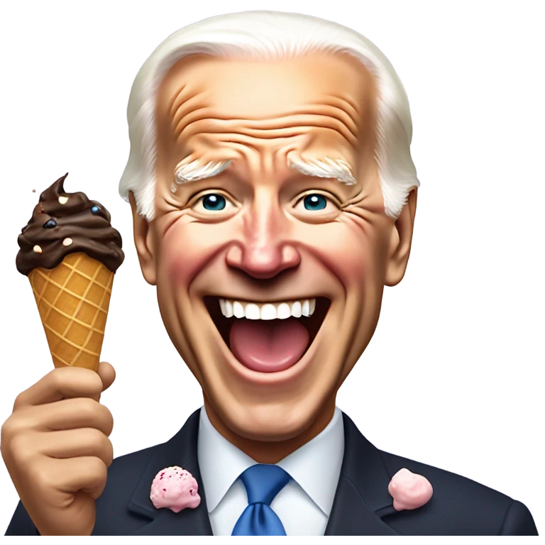 Laughing Joe Biden eating ice cream emoji