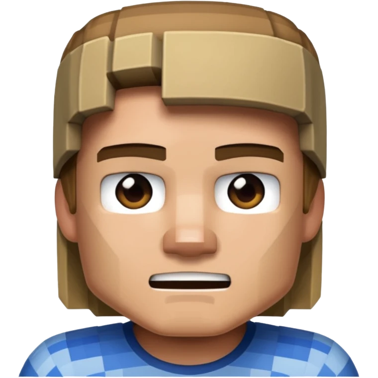 A minecraft character Steve which is doing mean 67 emoji