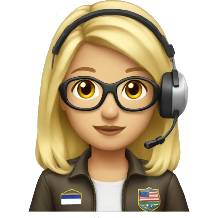 Blonde girl in pilot headset emoji