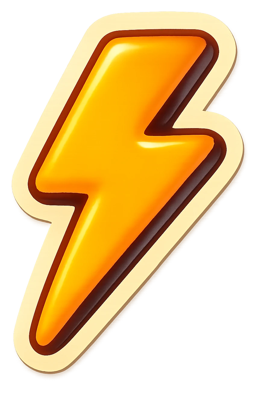 cartoon style sticker of a single lightning bolt symbol, simple and clear, no text emoji