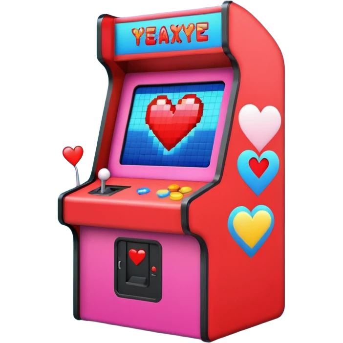 Arcade machine with broken heart on screen emoji