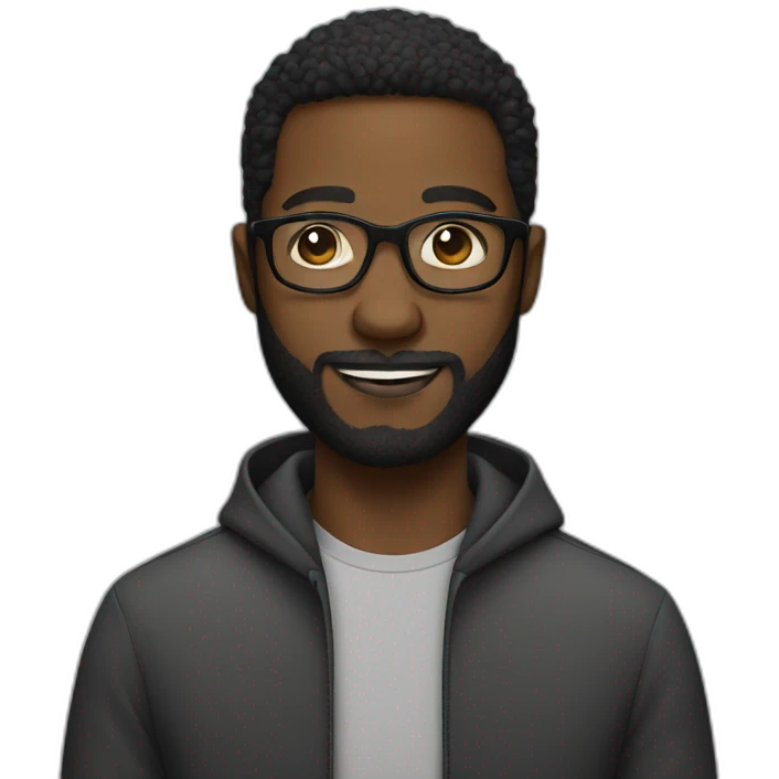 Black man with glasses with beard emoji
