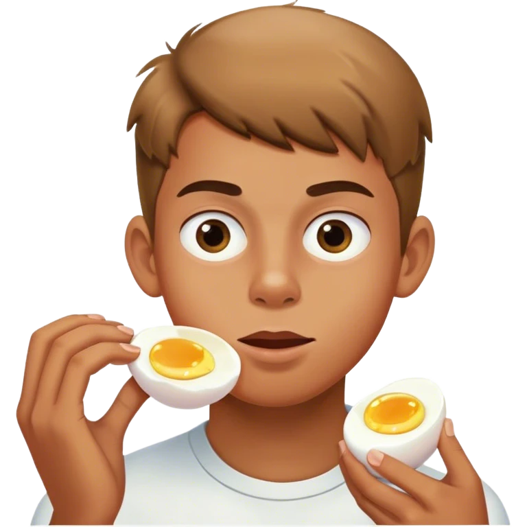 Un chico de 16 años comiendo huevos duros emoji