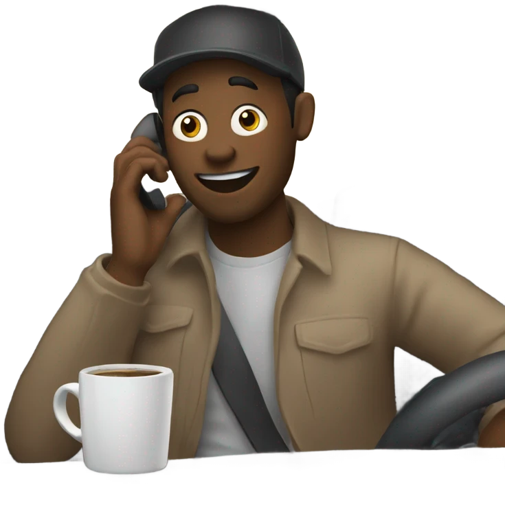 Driving having a coffee and talking on the phone emoji