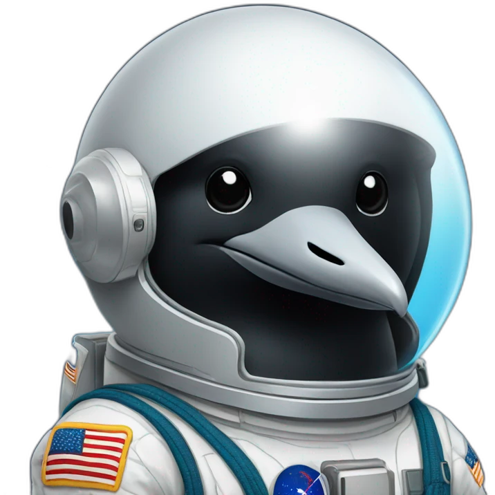 a minnesota loon with an astronaut uniform, head poking out of uniform emoji