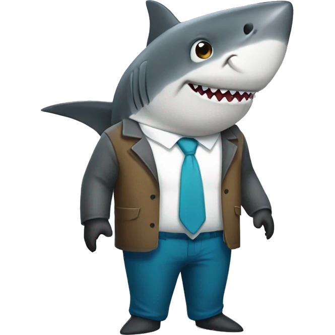 Shark dressed as man emoji