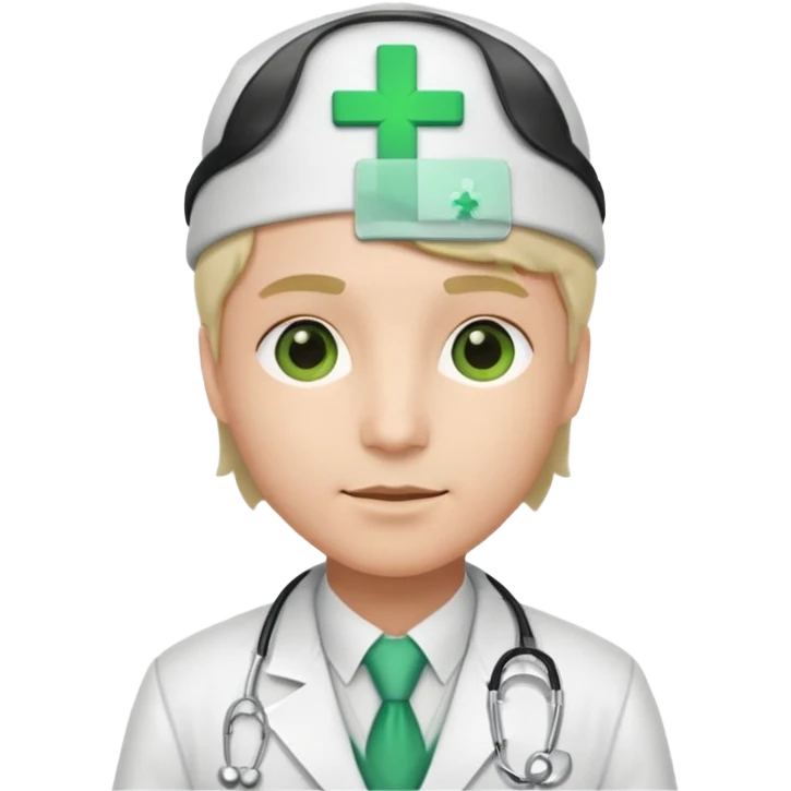 a doctor in white suit with a doctor hat with green cross emoji