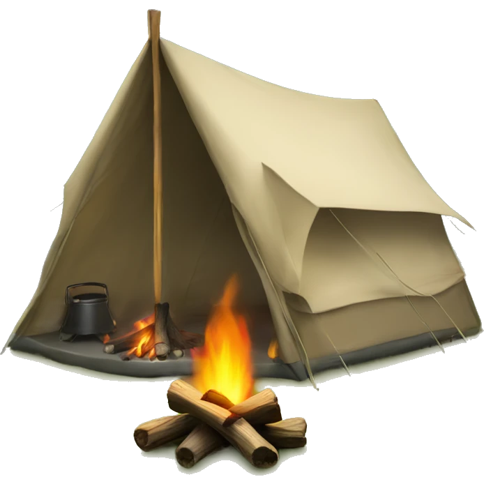Camp tent and fireplace under tree emoji