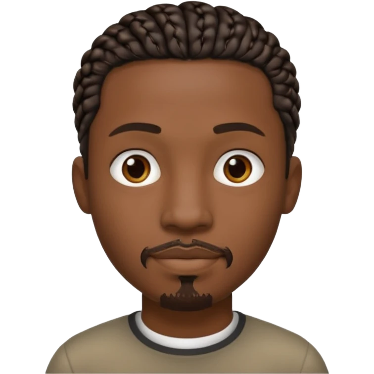 Hazme un emoji de un hombre negro con trenzas cortas (pero un poco largas) y una pequeña perilla sin bigote emoji