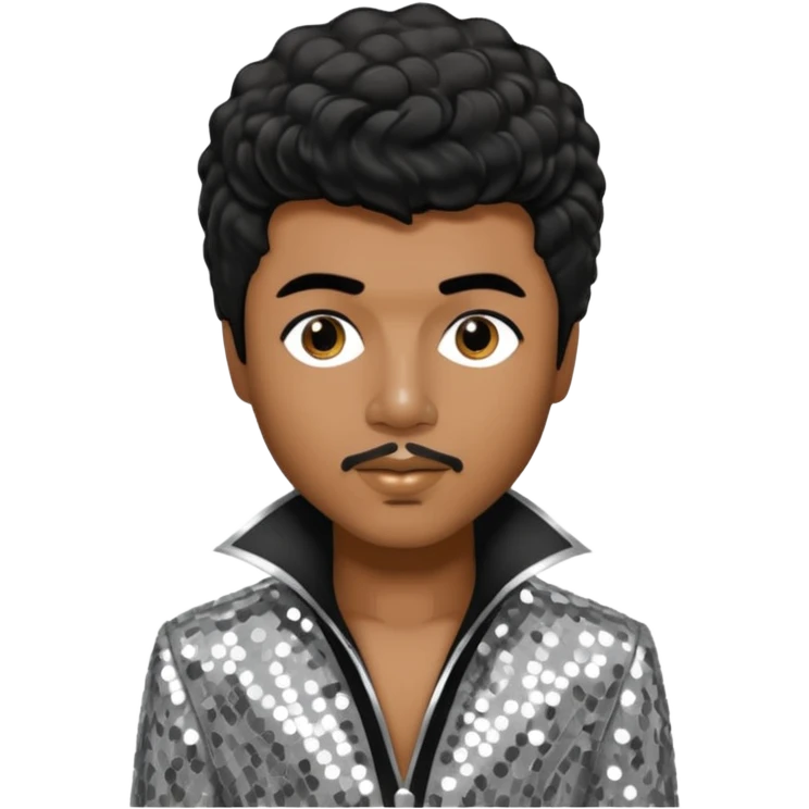 Little Richard with black hair, silver sequin outfit emoji