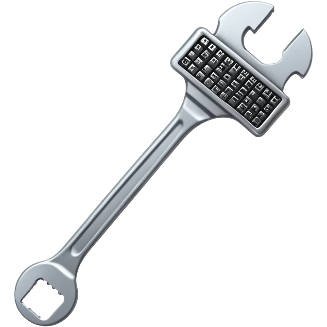 A digital wrench tool with binary code texture, zeros and ones visible on the surface emoji