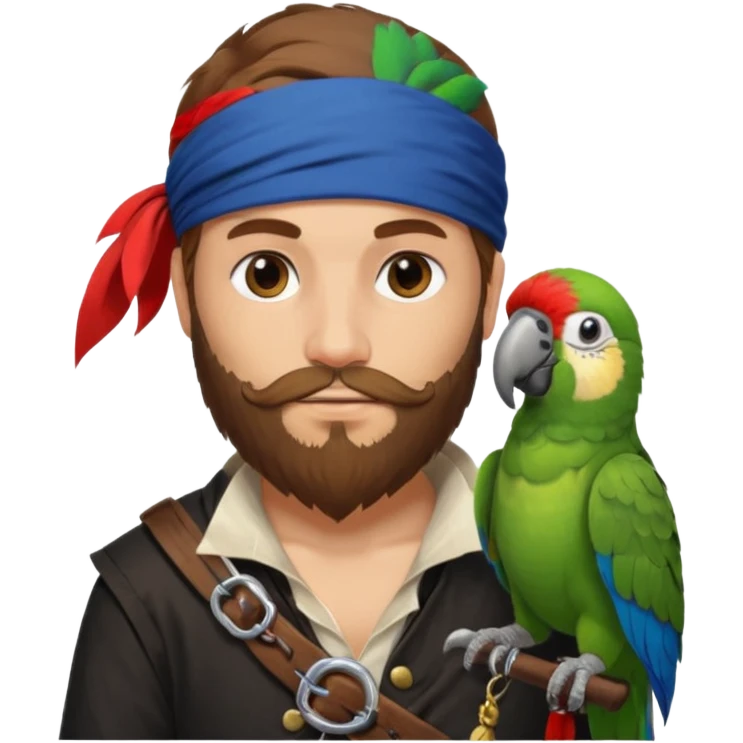 ["Brown-haired pirate with beard, parrot on shoulder."] emoji